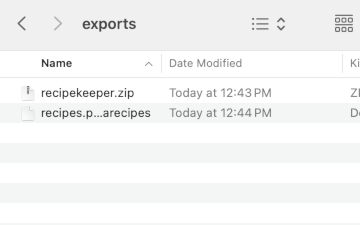 Recipe File Exports